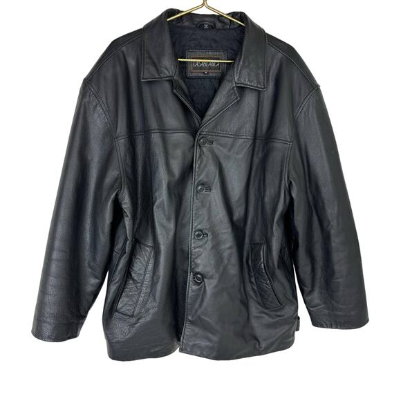 Men's Vintage Black Classic Leather Button Up Jacket Casablanca Size M